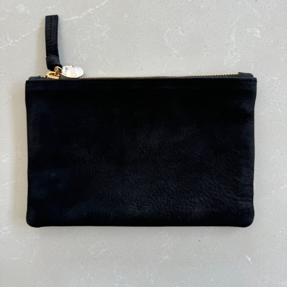 Clare V black nubuck leather wallet clutch